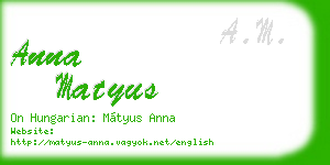 anna matyus business card